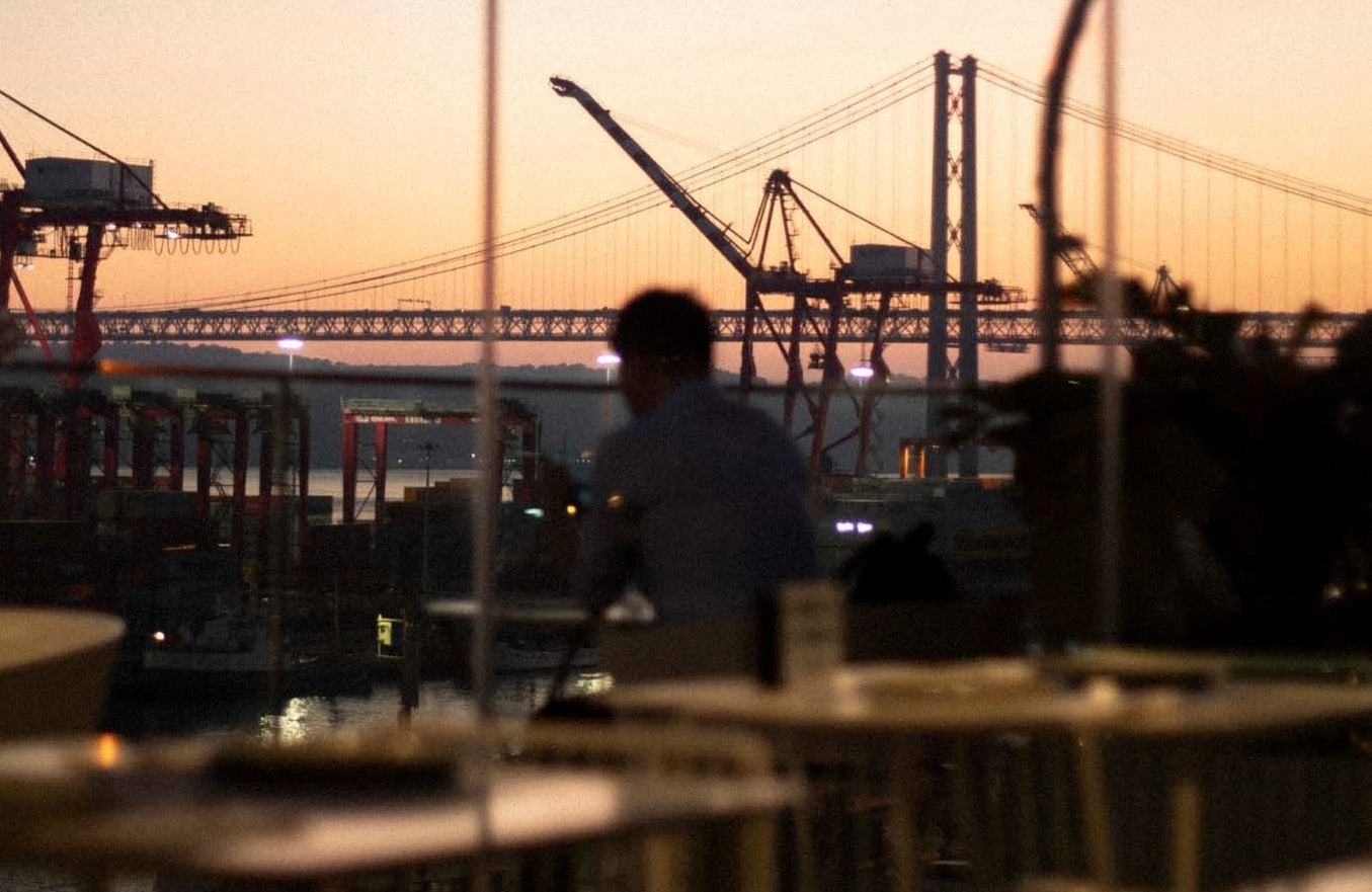 sunset view from Catch Me rooftop bar in Lisbon